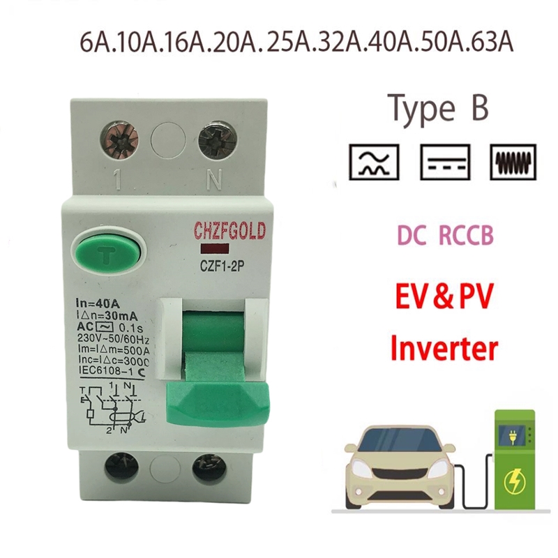 Din Rail Circuit Breaker - 2P/4P 10/30/100/300mA Electric Vehicle EV Charging