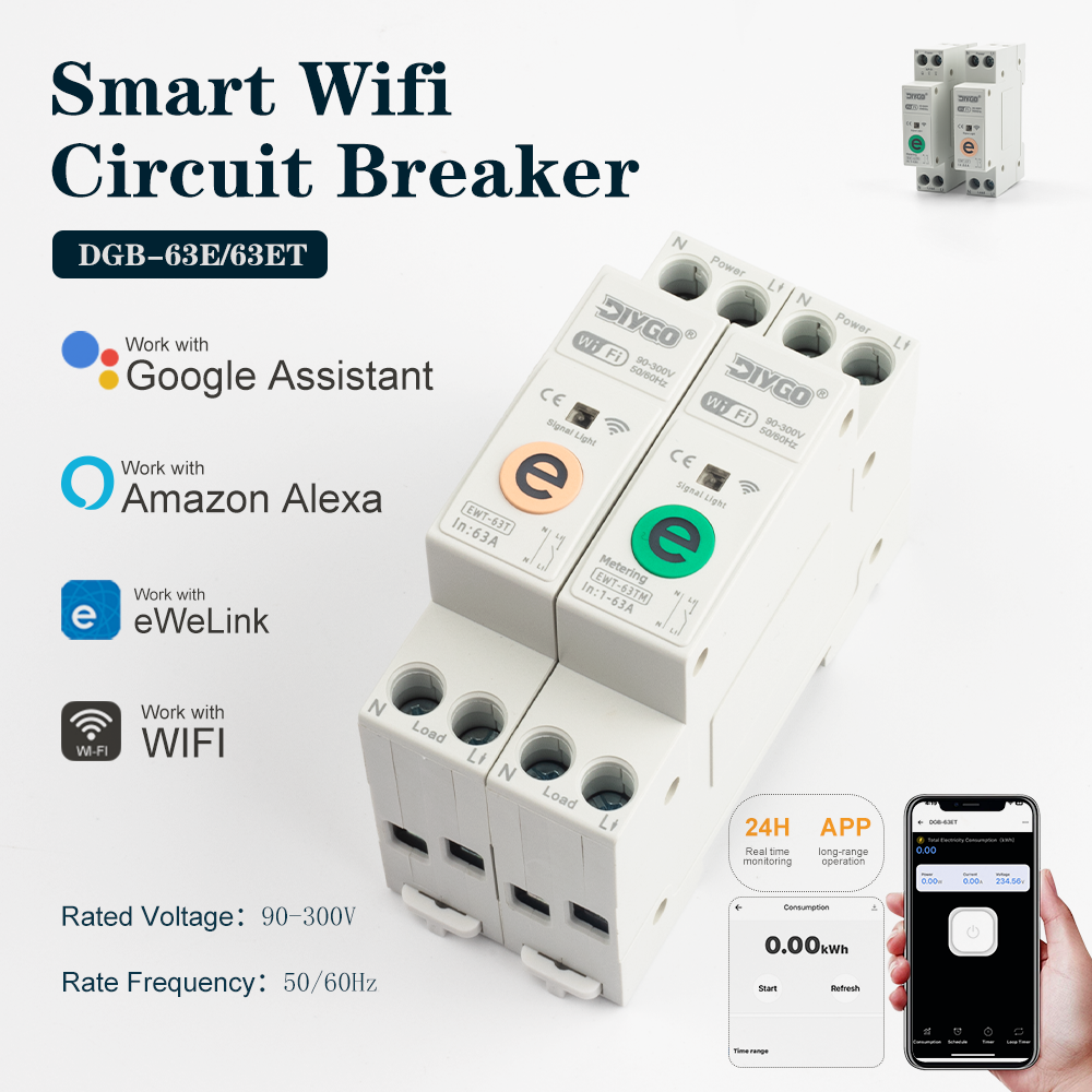 63A 1P+N Mini Din Rail WiFi Sm - Din Rail Circuit Breaker avaliação e preço