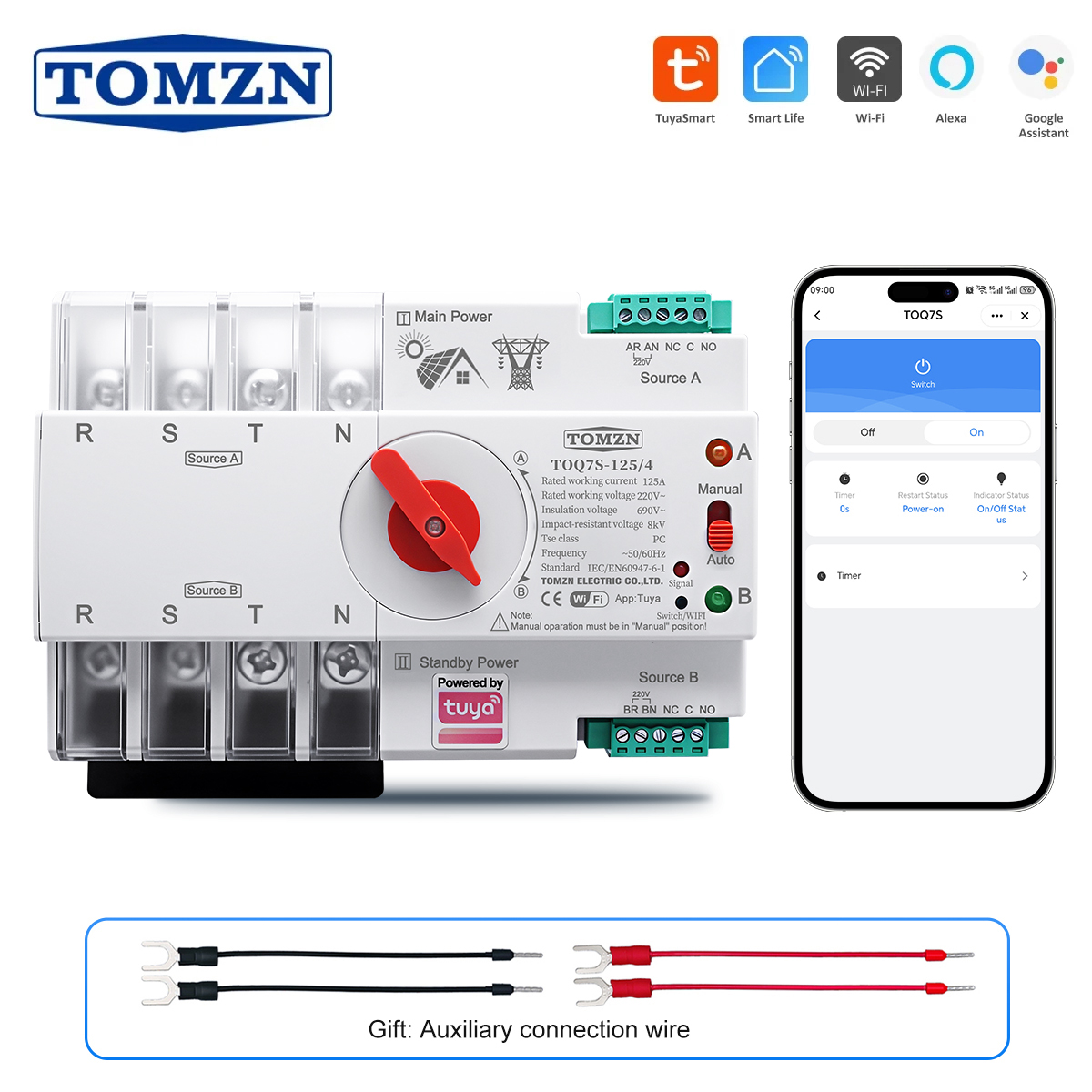TOMZN TUYA SmartLife ATS 4P AC - Din Rail Circuit Breaker avaliação e preço
