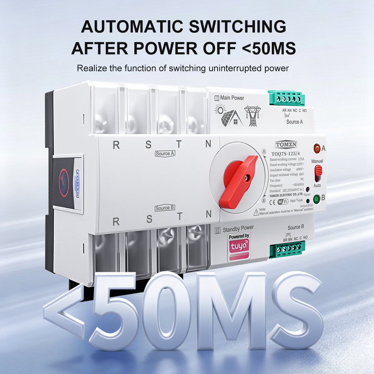 TOMZN TUYA SmartLife ATS 4P AC - Din Rail Circuit Breaker avaliação e preço