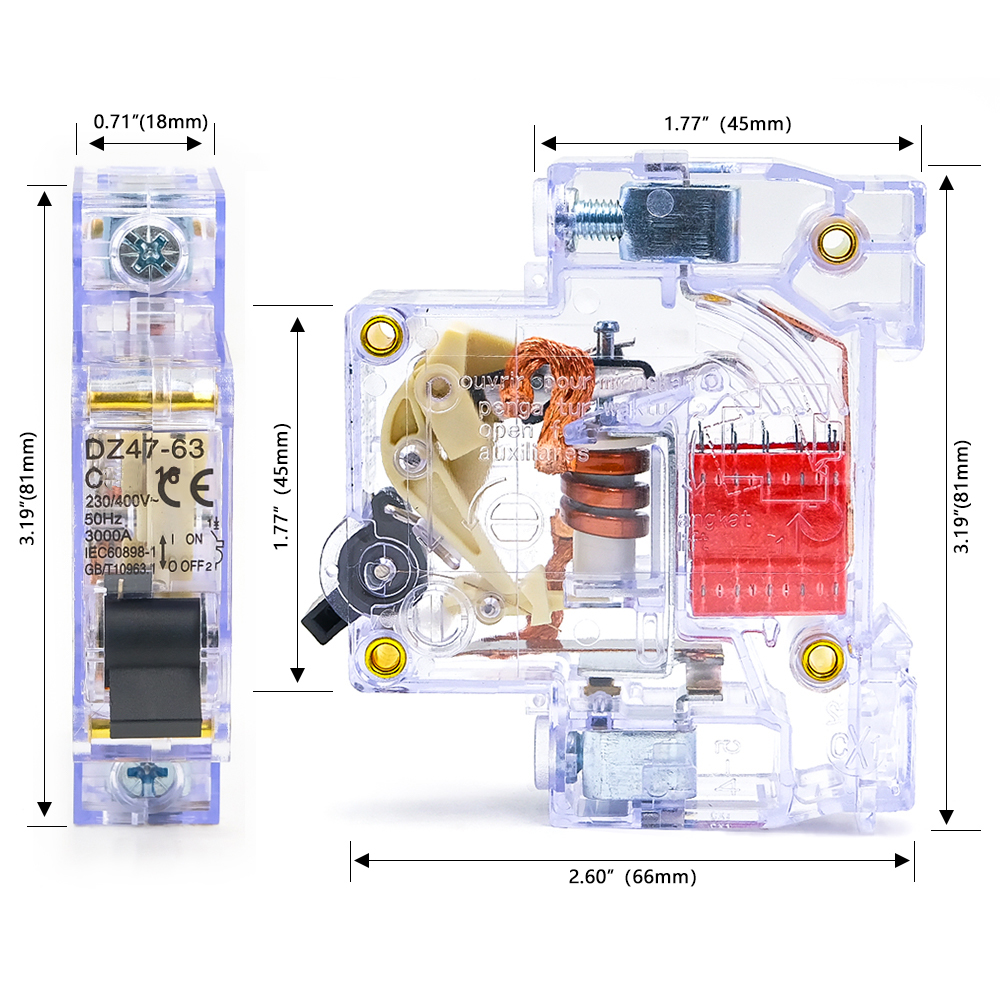 DZ47-63 Transparent Miniature  - Din Rail Circuit Breaker avaliação e preço