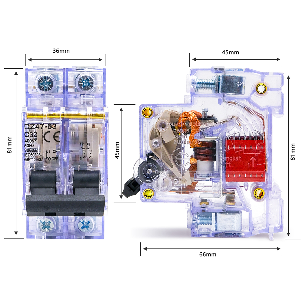 DZ47-63 Transparent Miniature  - Din Rail Circuit Breaker avaliação e preço