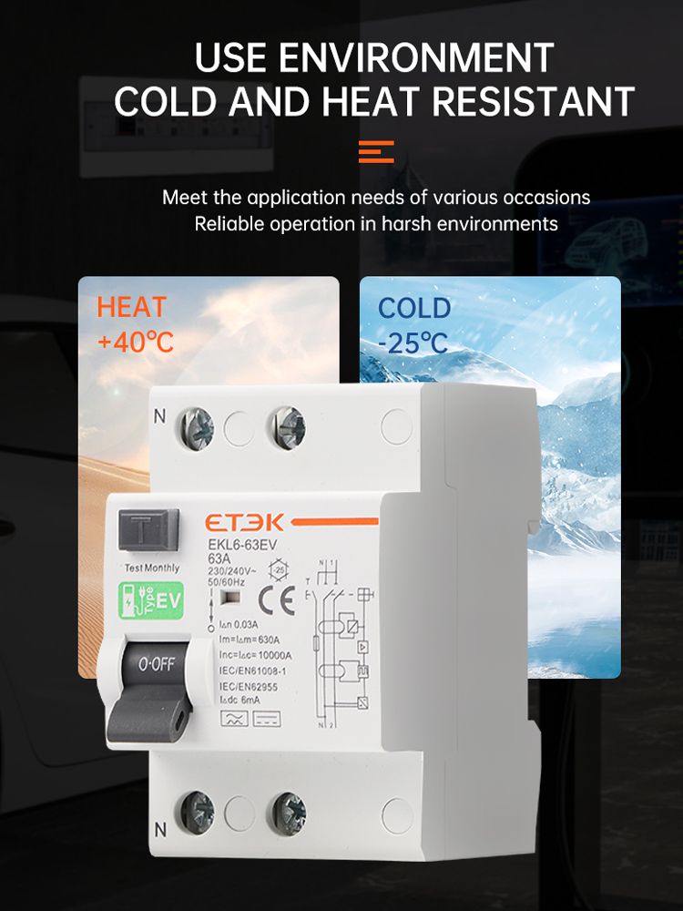 ETEK RCCB Type EV 2P 4P Earth  - Din Rail Circuit Breaker avaliação e preço