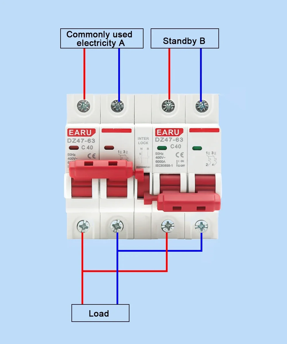 1P+1P 2P+2P MTS AC Dual Power  - Din Rail Circuit Breaker avaliação e preço