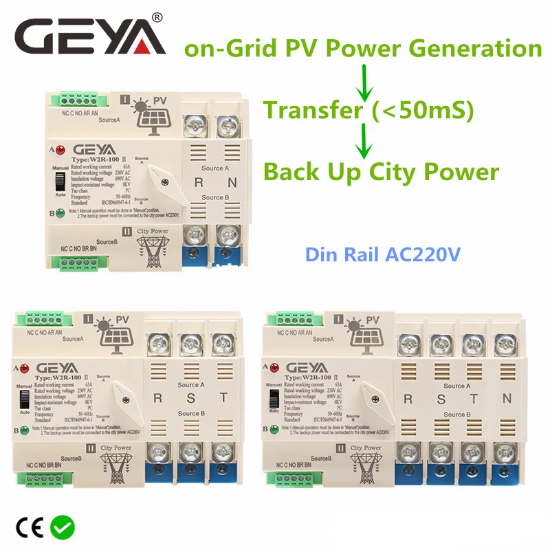 GEYA on-Grid Solar Power Autom - Din Rail Circuit Breaker avaliação e preço