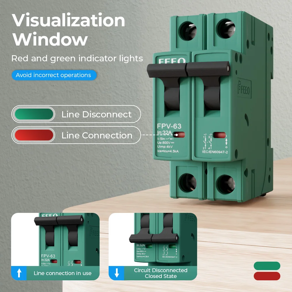FEEO New FPV-63 2P DC Breaker  - Din Rail Circuit Breaker avaliação e preço