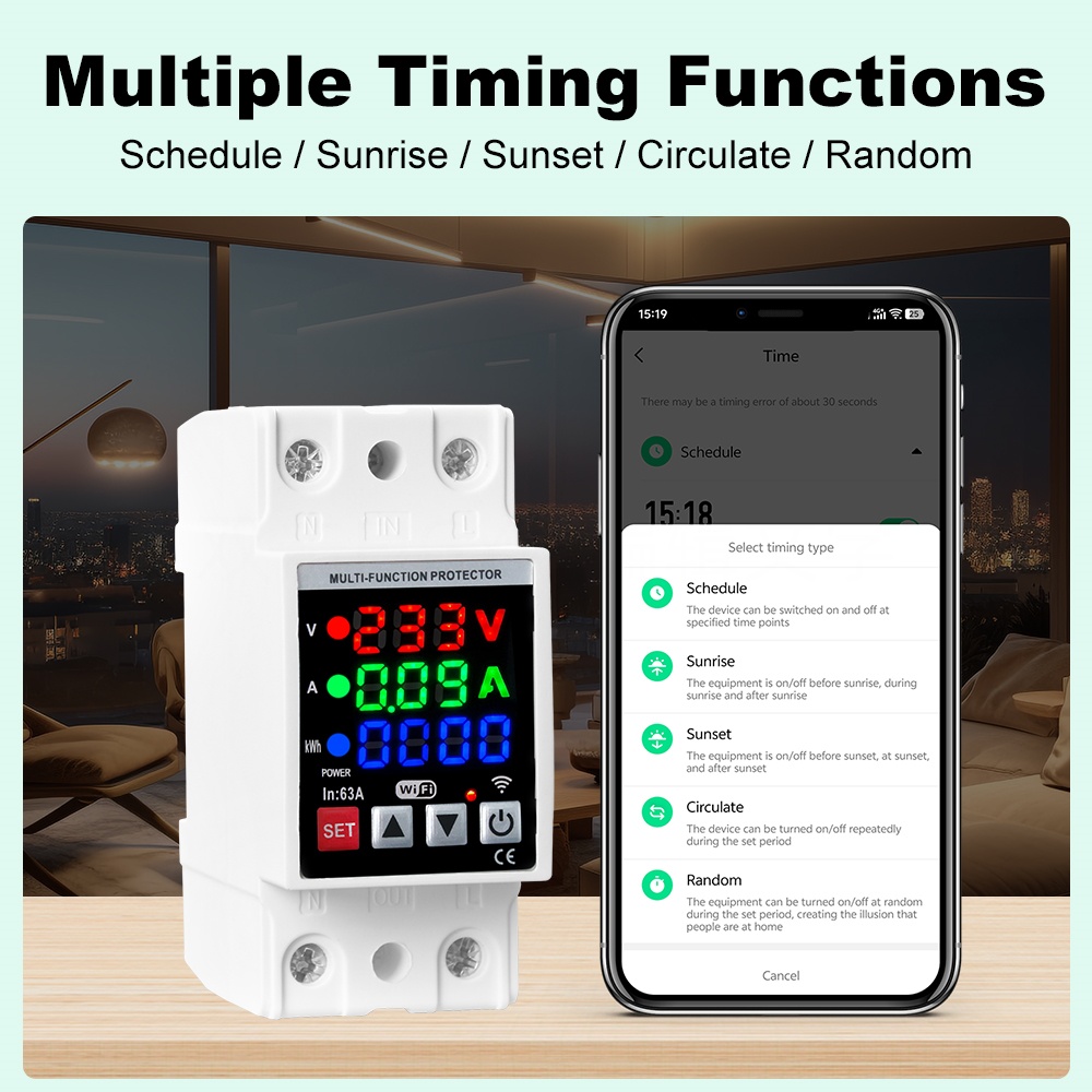 WIFI 3in1 Display Circuit Brea - Din Rail Circuit Breaker avaliação e preço