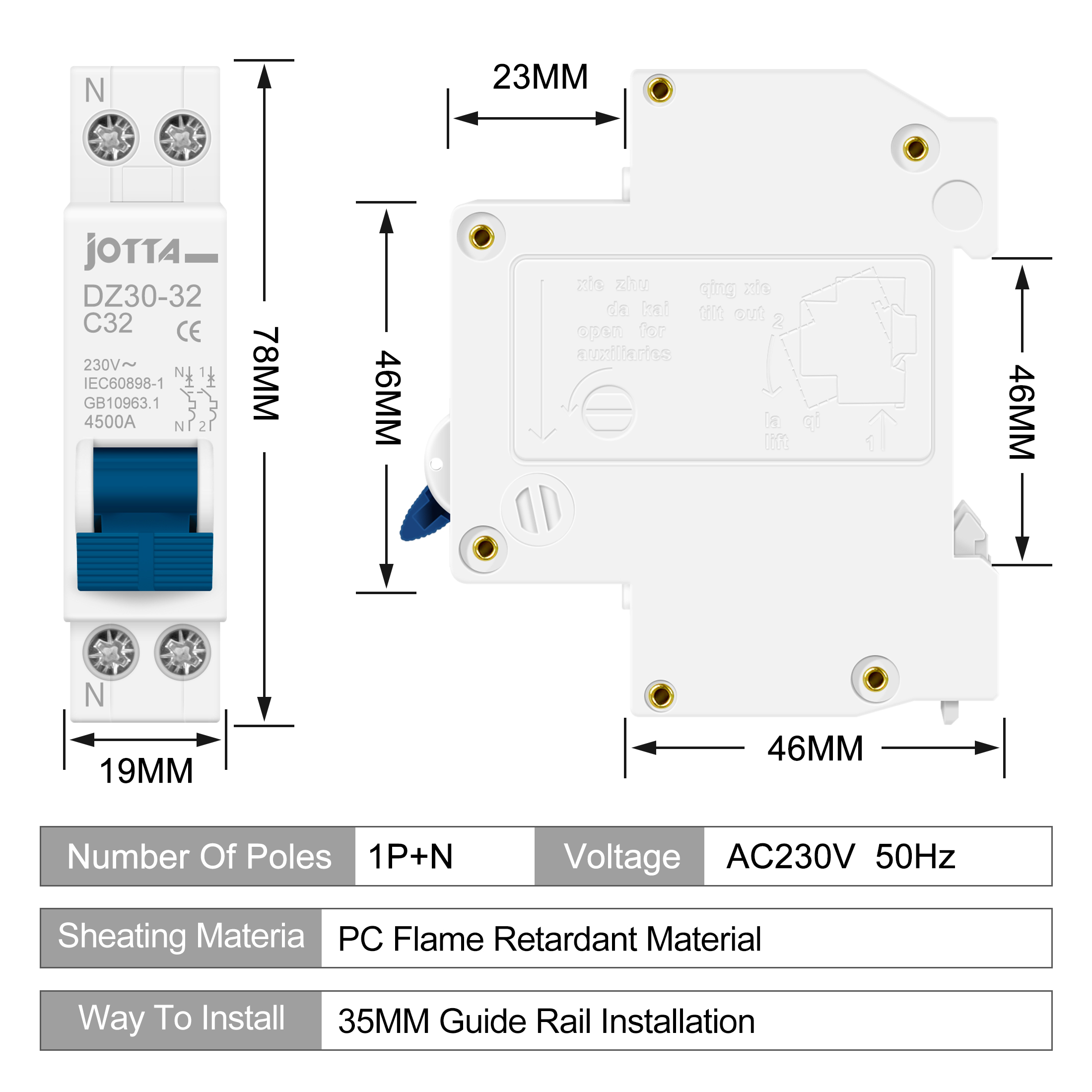 JOTTA DPN 1P+N Mini Circuit Br - Din Rail Circuit Breaker avaliação e preço